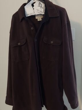 Men's Dark Brown Lightweight Shirt Jacket with Button Flap Pockets